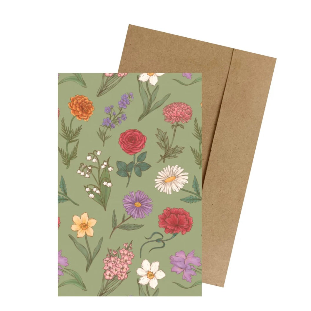 Flowers Always Green Mini Greeting Card