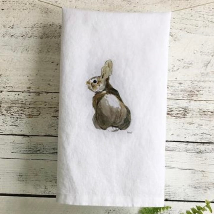 Brown Bunny French Linen Tea Towel