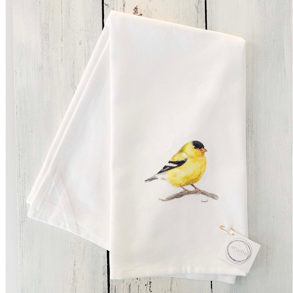 Goldfinch Linen Tea Towel