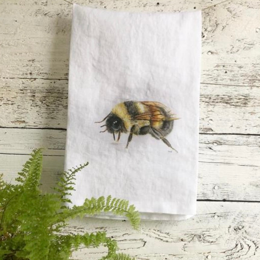 Bumble Bee French Linen Tea Towel