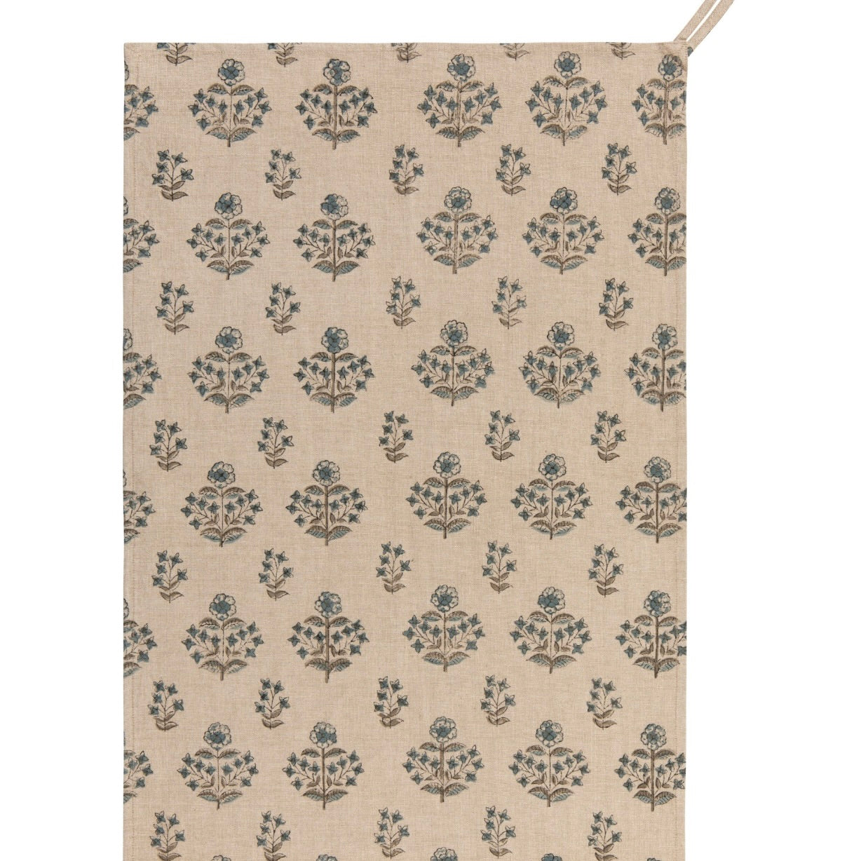 Blue Flower Block Print Dish Towel