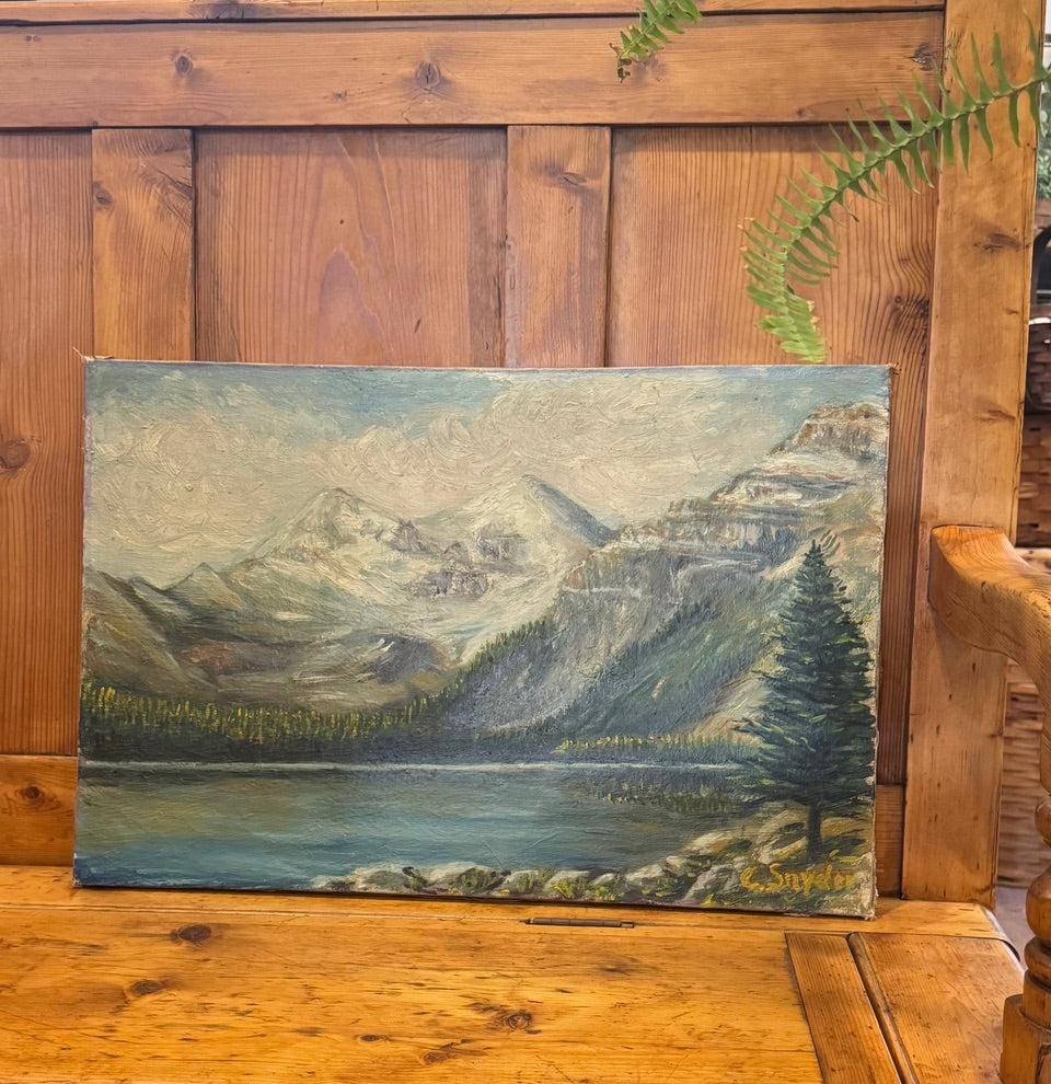 Tacked Canvas Mountain Landscape Oil Painting