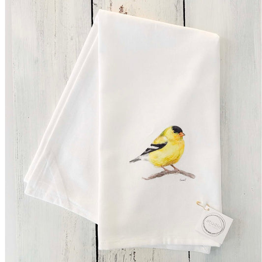Goldfinch Linen Tea Towel