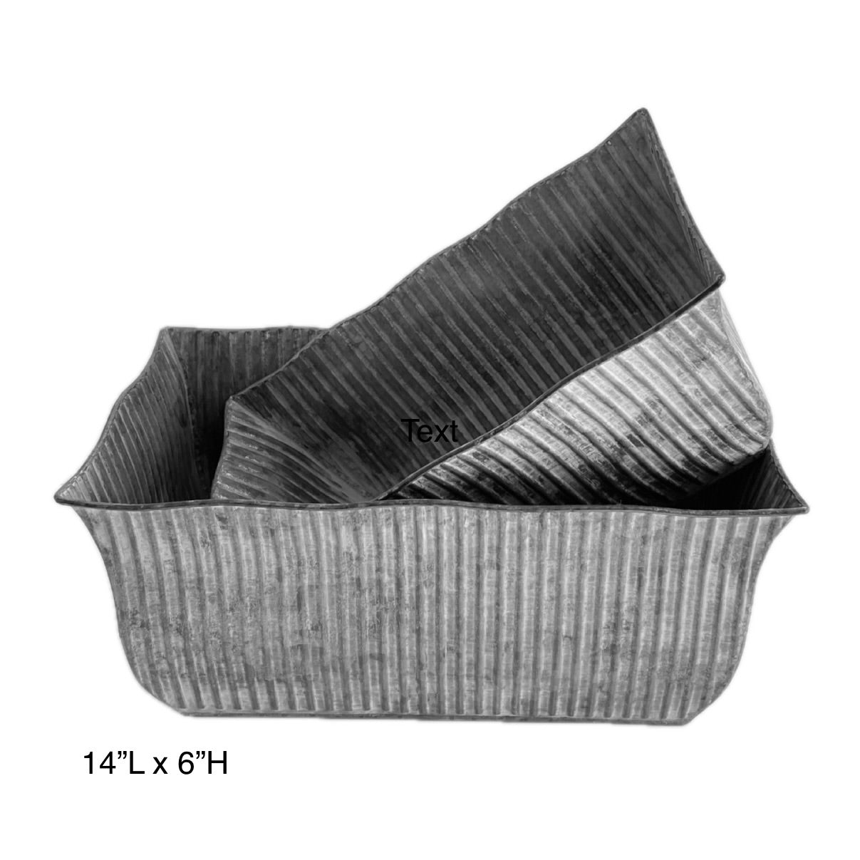 Rect Metal Planter 14"Lx6"H