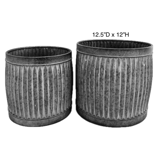 Round Metal Dolly Planter Large