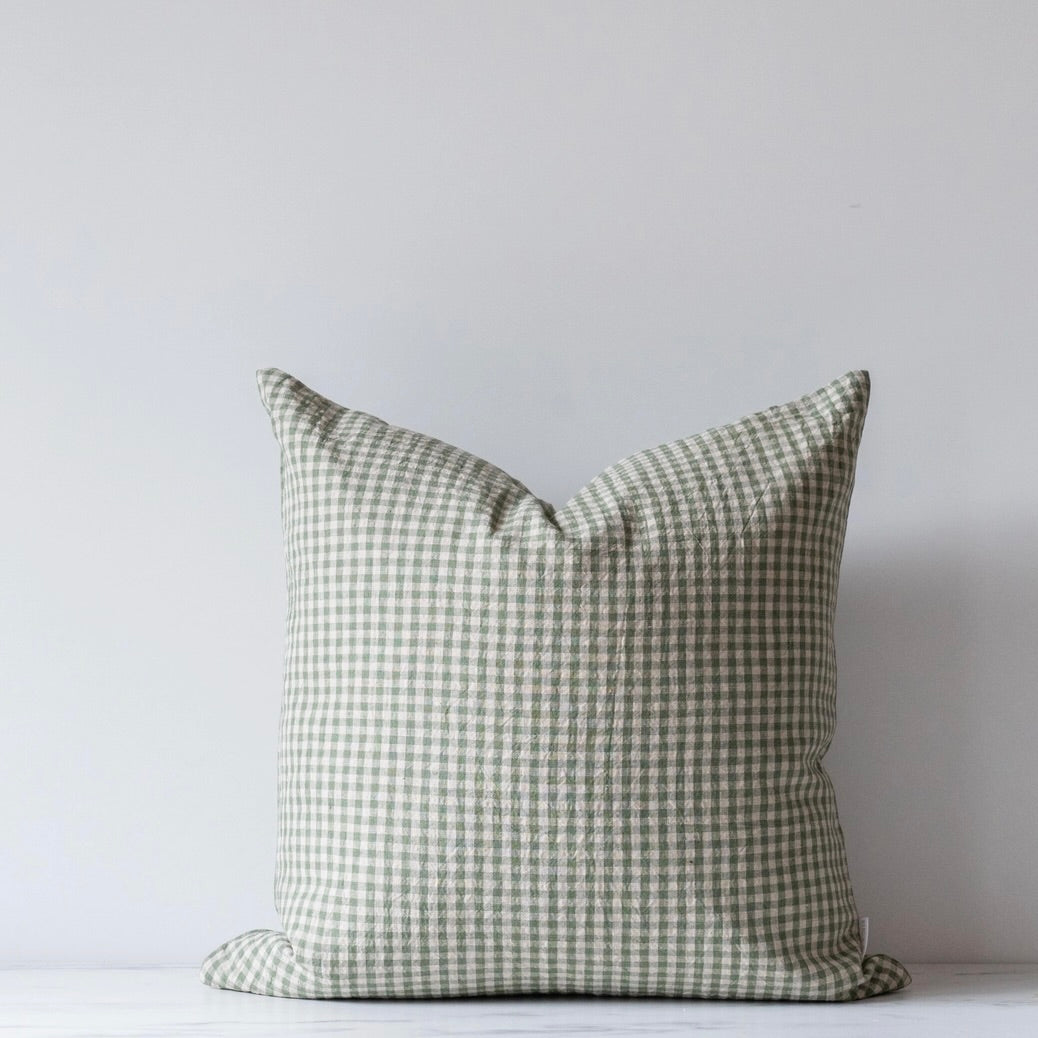 20 x 20 Pillow - Soft Green Gingham
