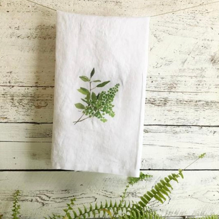Green Botanical Tea Towel