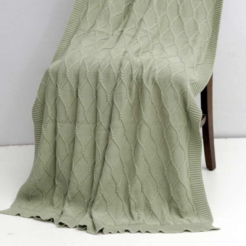 Twist Cable Knit Throw Sage