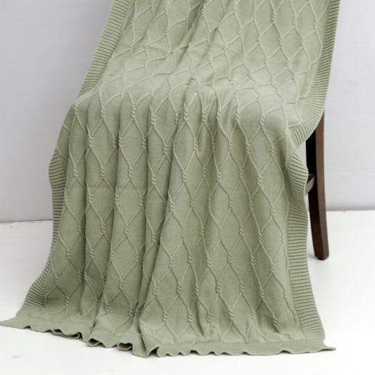 Twist Cable Knit Throw Sage