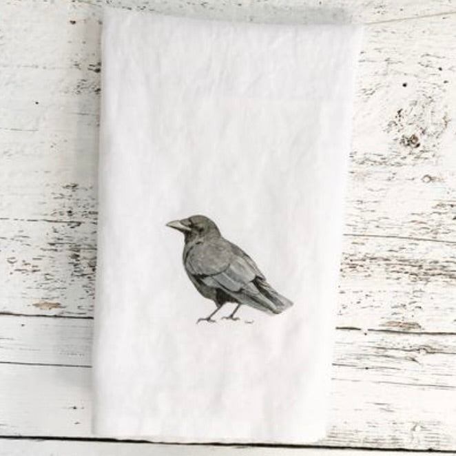 Crow French Linen Tea Towel