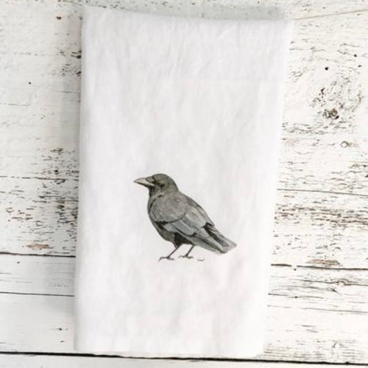Crow French Linen Tea Towel