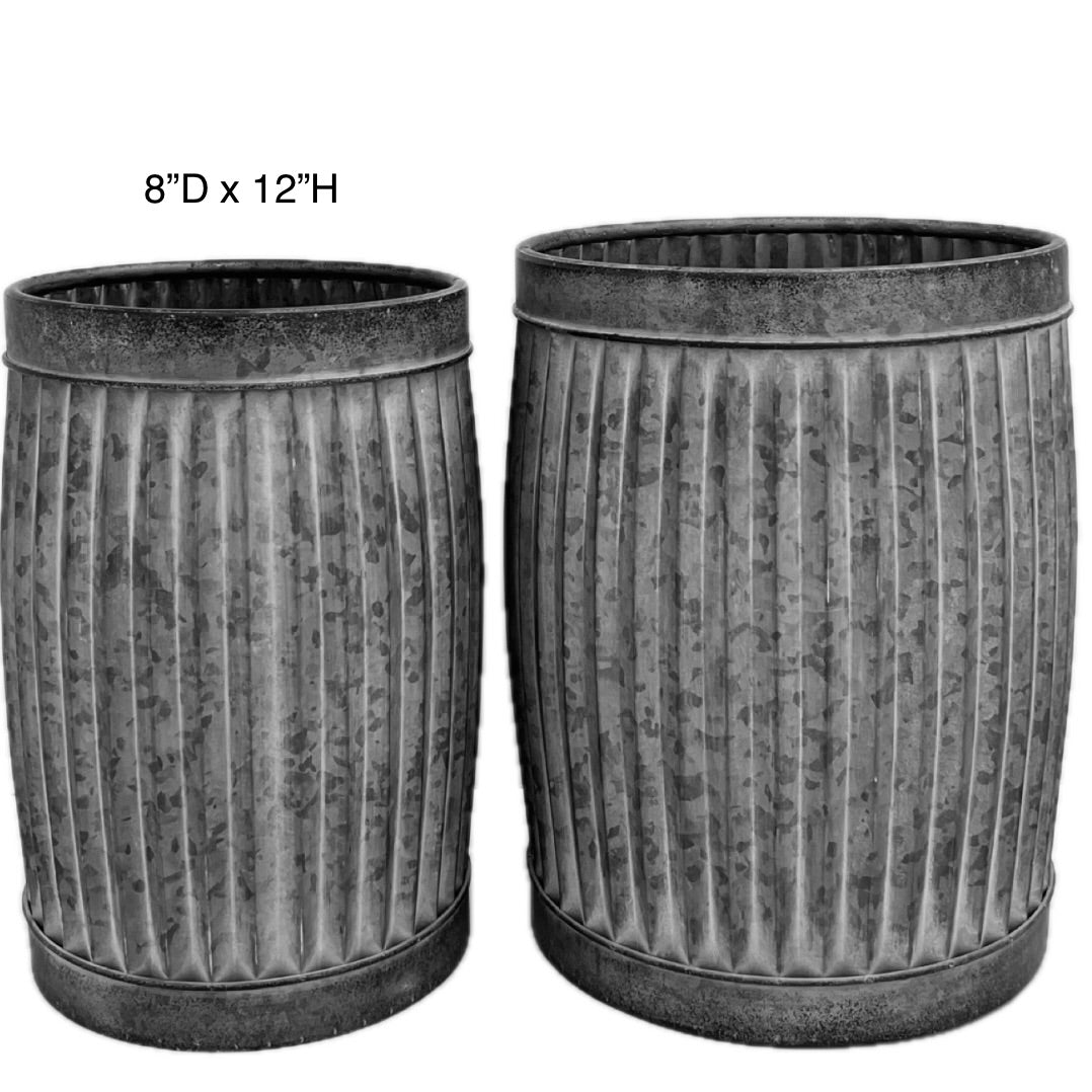 Tall Round Metal Pot 8"D x 12"H