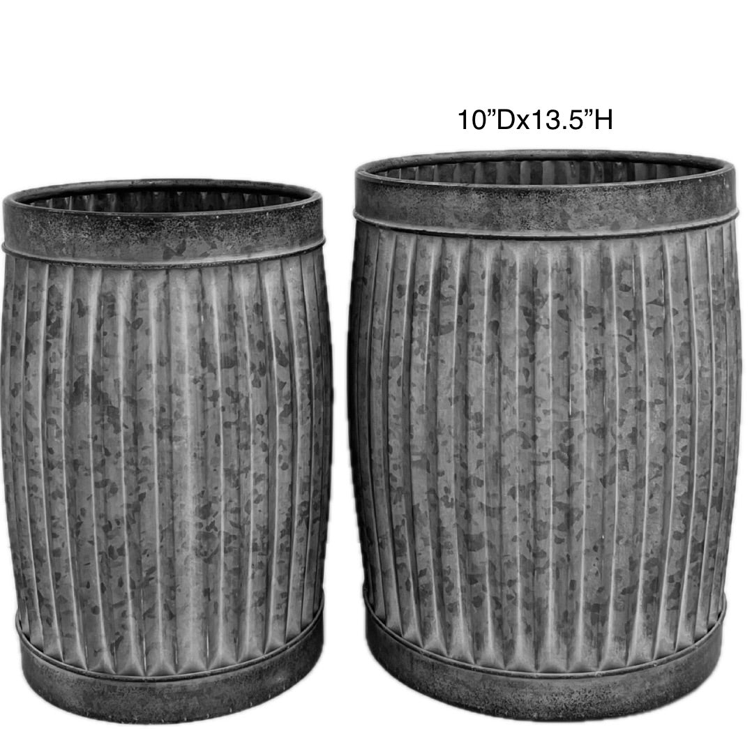 Tall Round Metal Dolly Pot