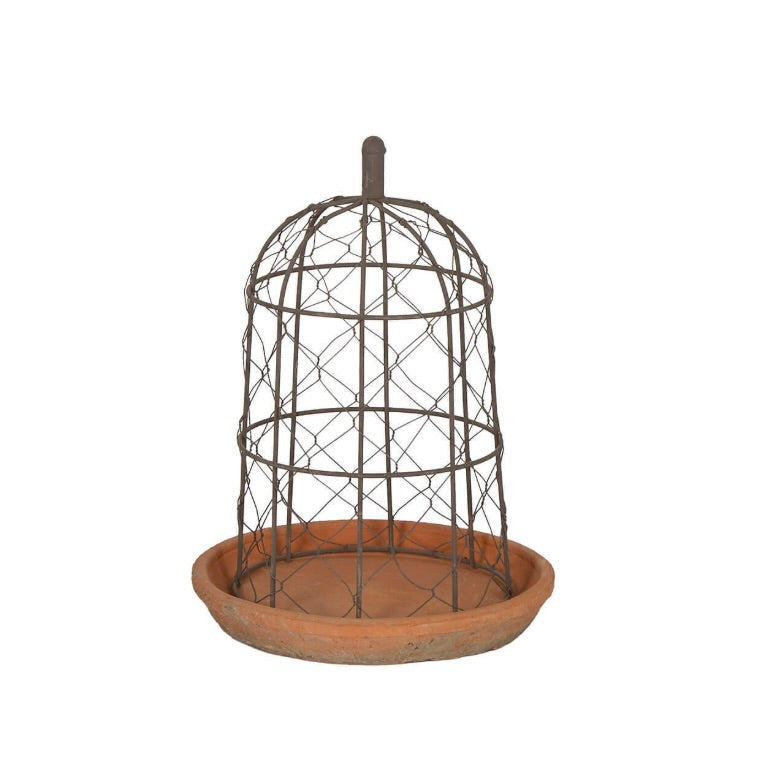 Wire Dome-Small Terra Cotta Pot & Saucer