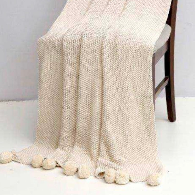 Cream Pom Pom Throw