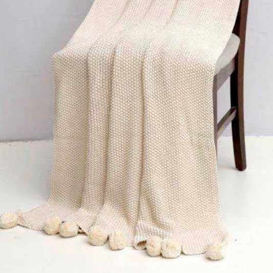 Cream Pom Pom Throw