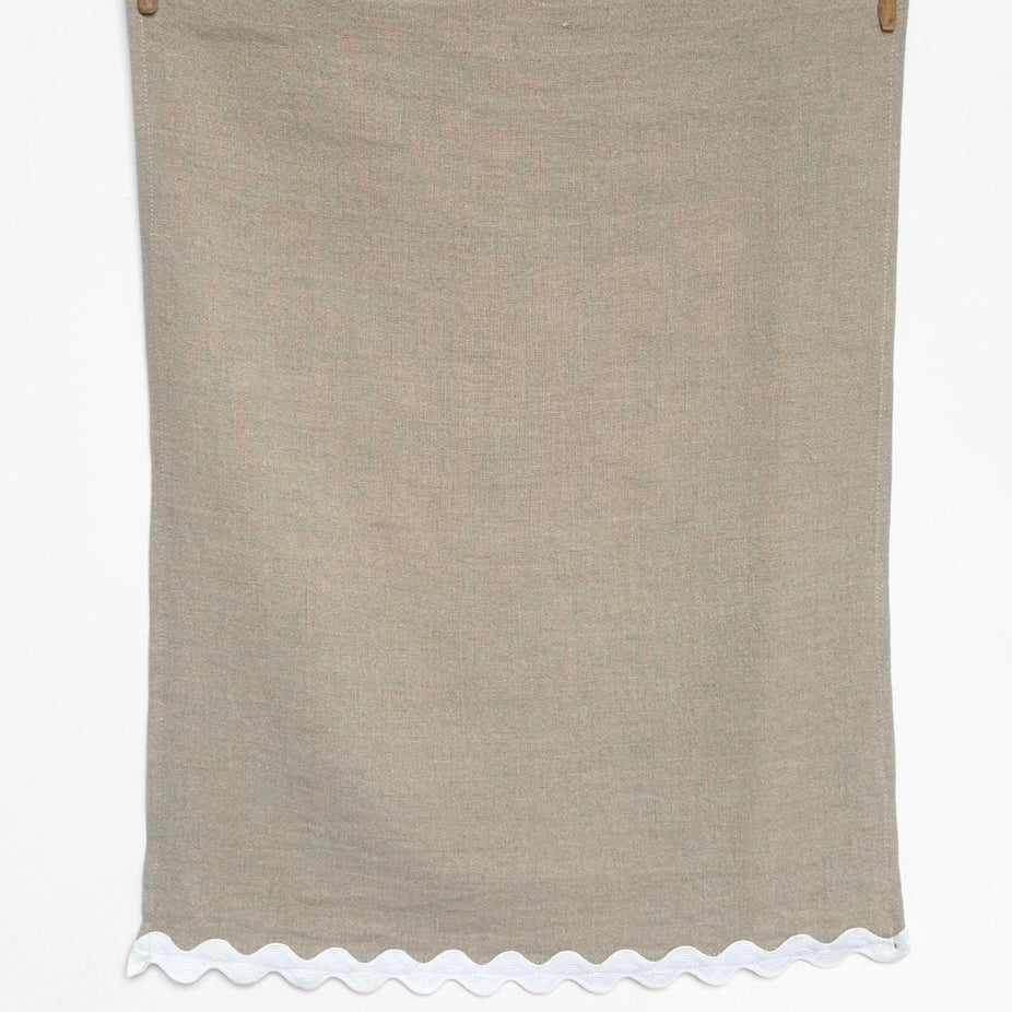 Tea Towel Natural White Wavy Trim