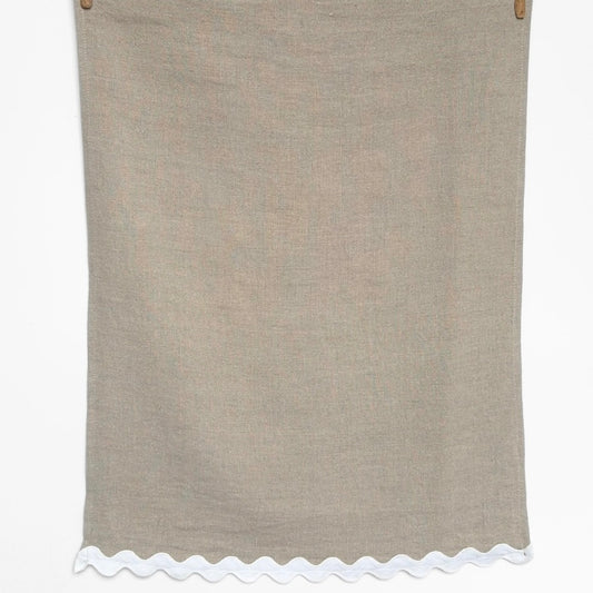 Tea Towel Natural White Wavy Trim