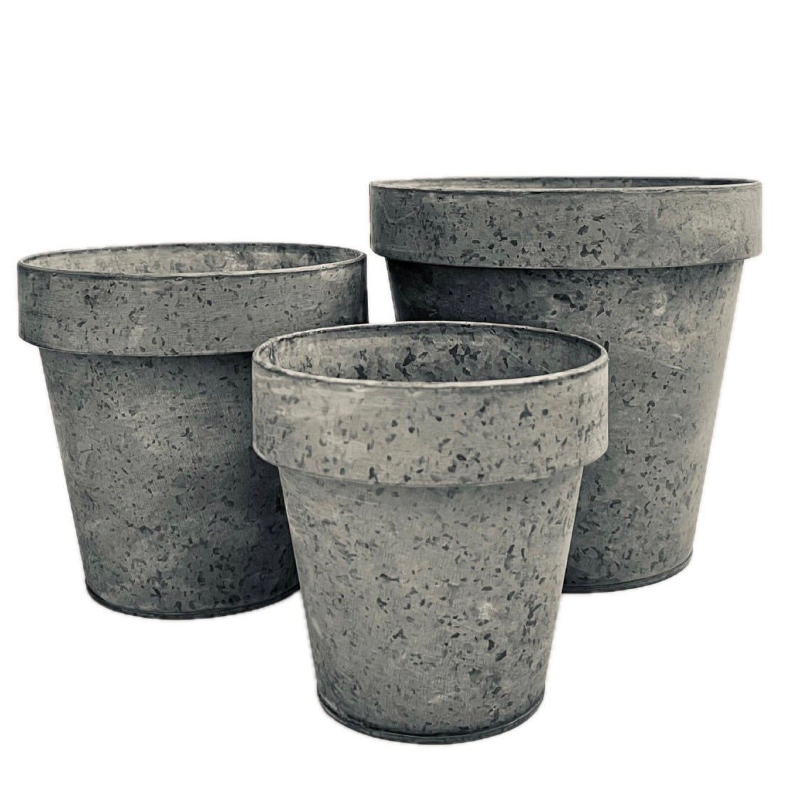 Grey Metal Pot 8"D