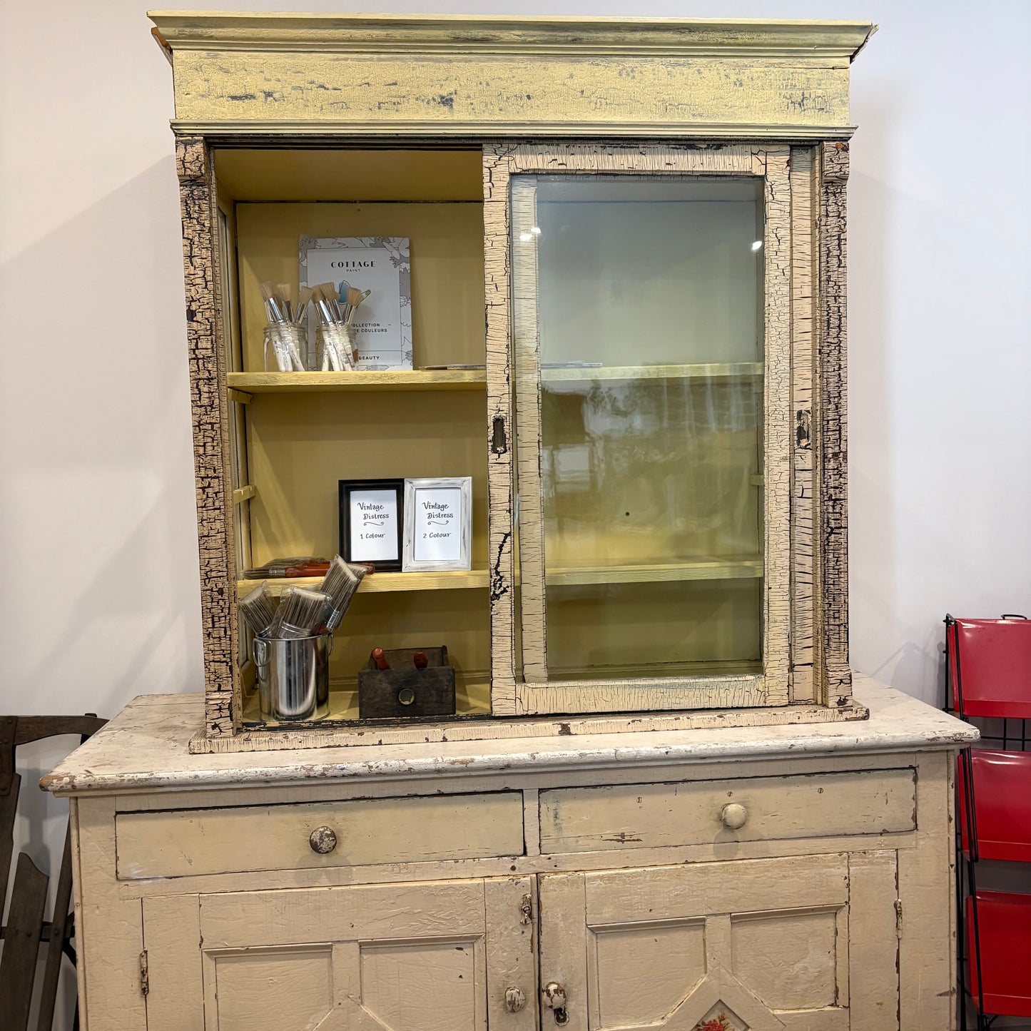 Antique Butter Yellow Cabinet