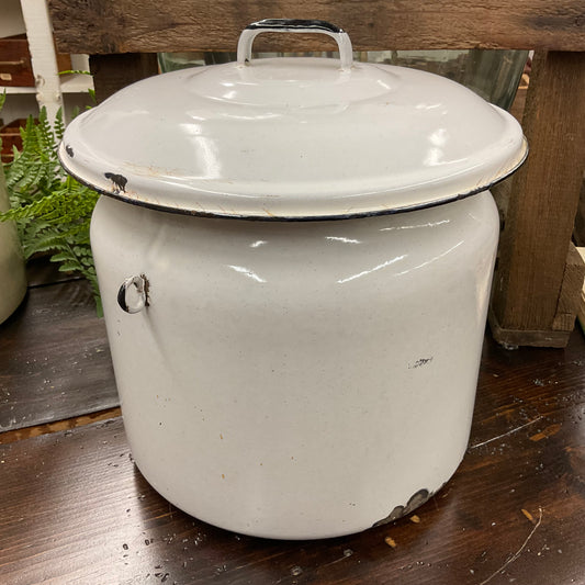 Vintage Enamel Pot with Lid