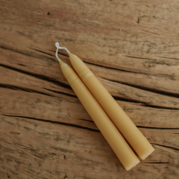 10" Natural Beeswax Taper Candles
