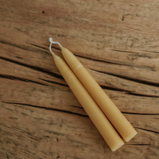 10" Natural Beeswax Taper Candles