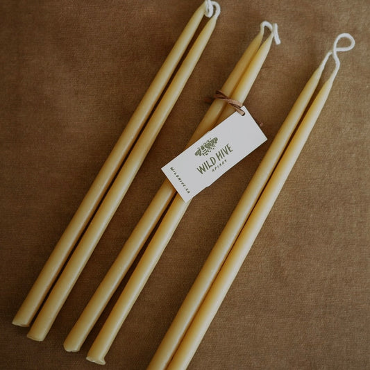10" Skinny Beeswax Taper Candles